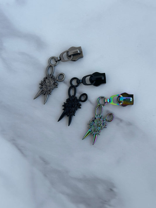#5- Floral Scissor Zipper Pull - Pack of 5