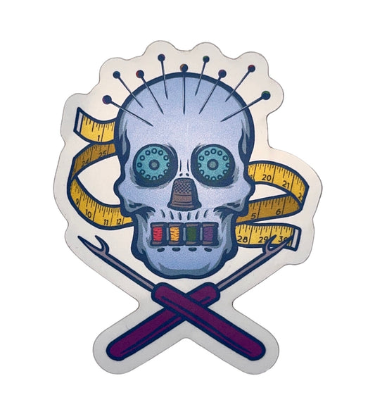 "Sewing Skull" Sticker