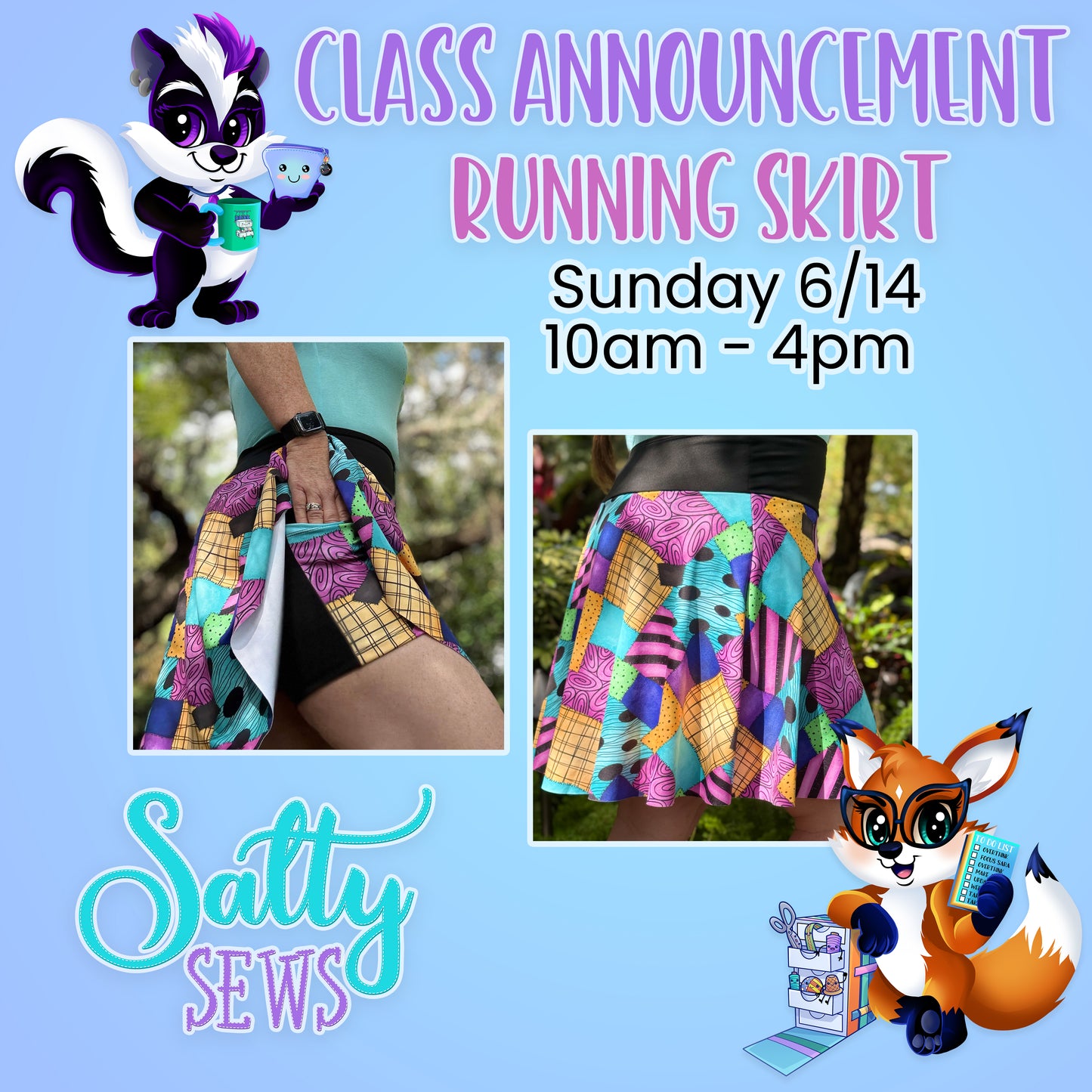 Running Skirt Class- June 14th 10am-4pm