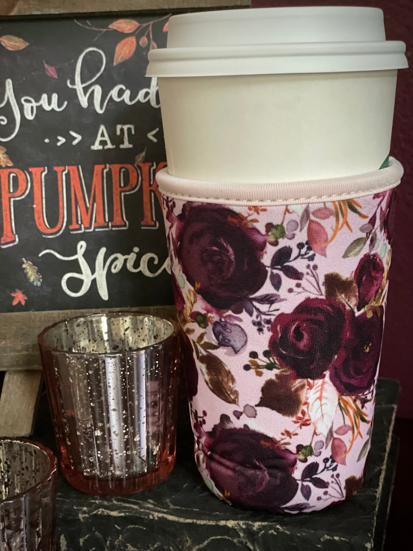 "Plum Roses" Insulated Coffee Coozie