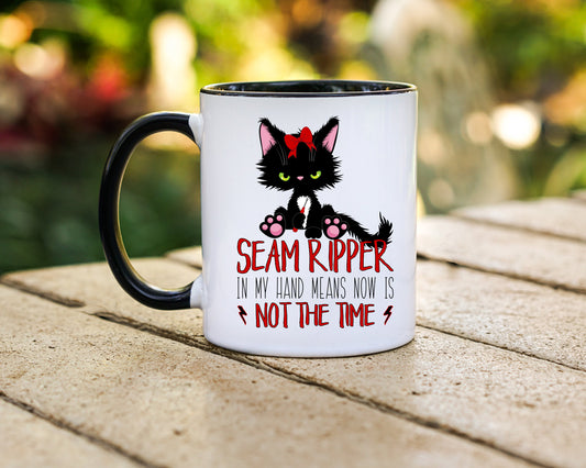 "Now is not the time" Sassy Kitty Coffee Mugs